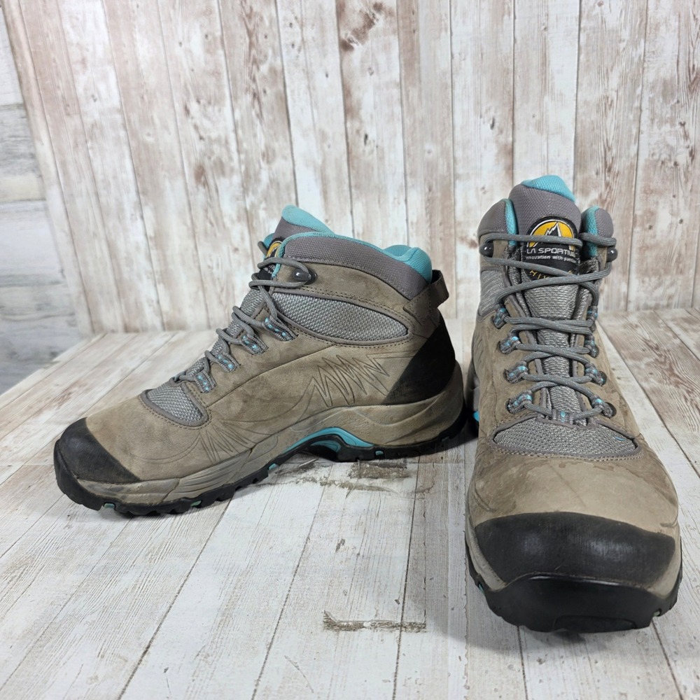 La Sportiva FC 4.0 GTX Womens Hiking Boots Grey Teal Gore-Tex Vibram Size 10 - Picture 5 of 8